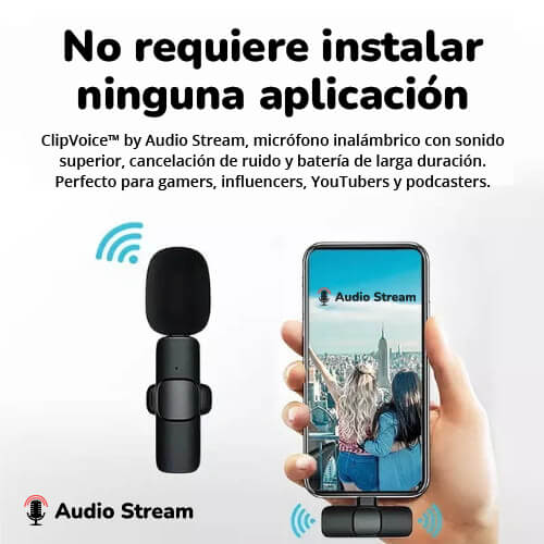 ClipVoice Micrófono Inalámbrico con Compatibilidad Universal