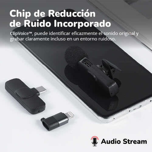 ClipVoice Micrófono Inalámbrico con Compatibilidad Universal